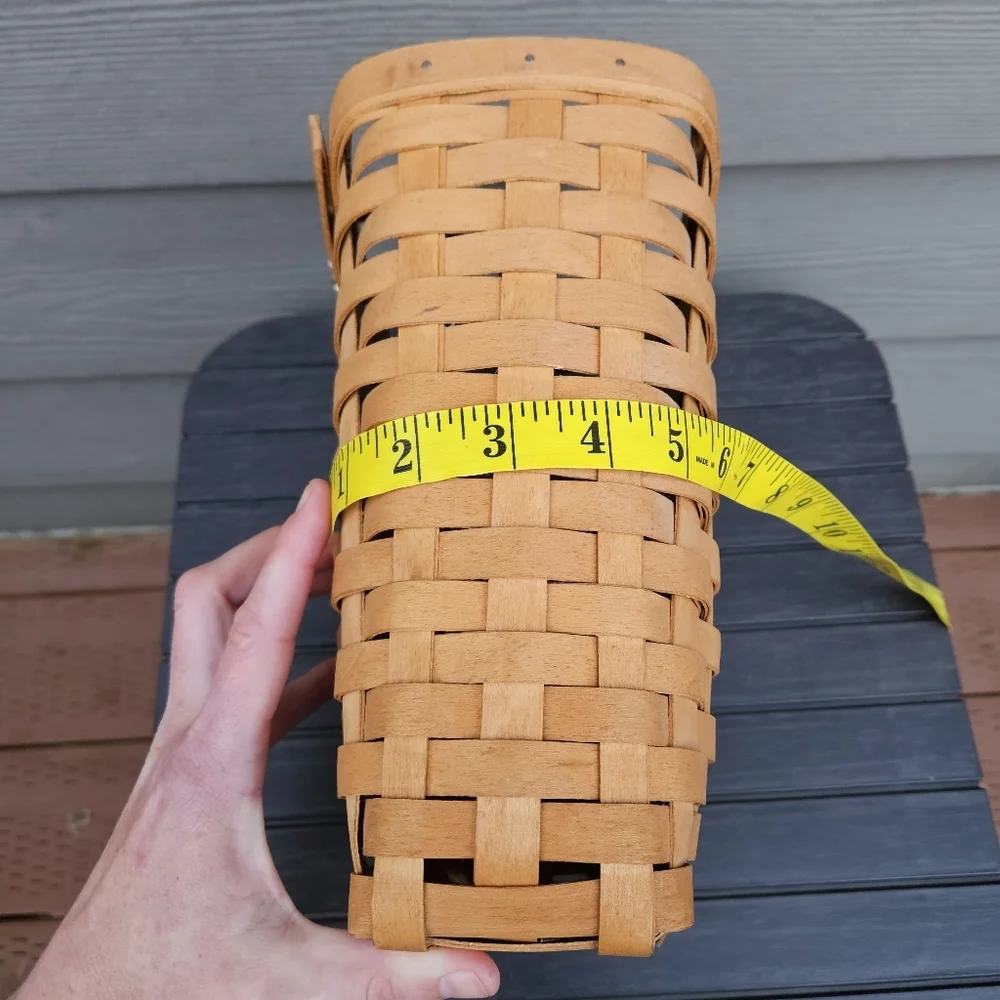 1995 Longaberger Handwoven Hanging Tall Key Mail Basket Leather Strap Vintage